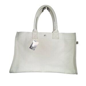 Quilted Koala East West Canvas Tote Bag With Dual Handles 19 X 13 Natural‎ Purse